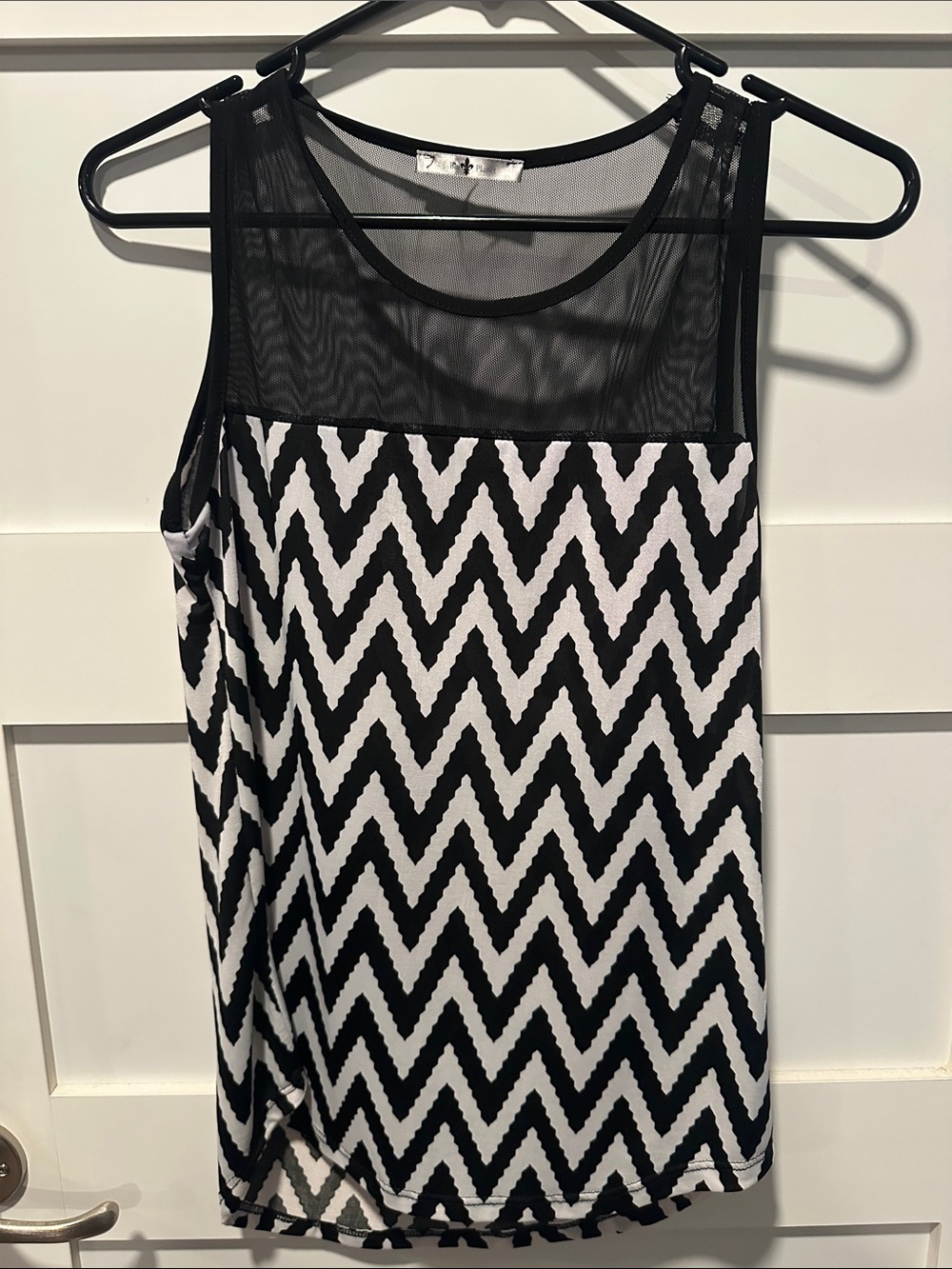 Blu Planet Black and White Mesh Tank